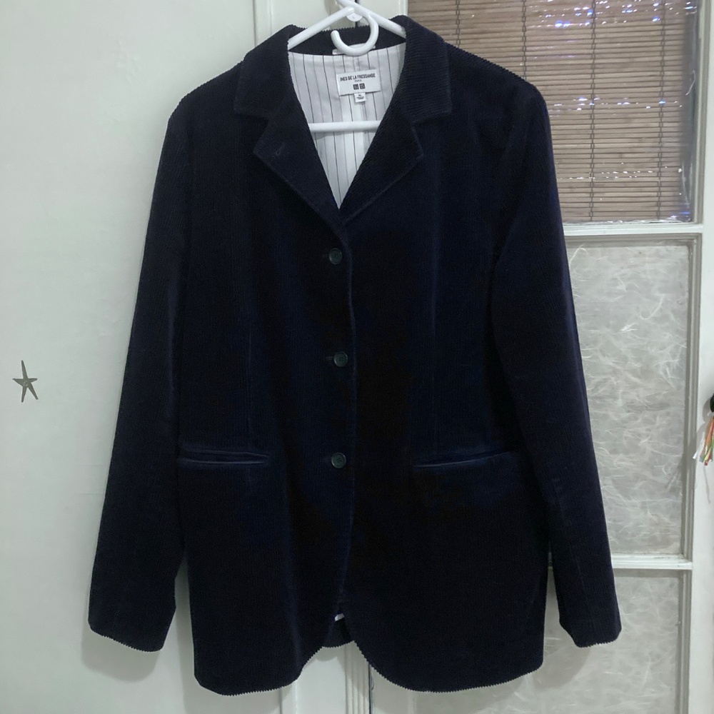 XL jewel tone navy corduroy blazer by ines de la fressange